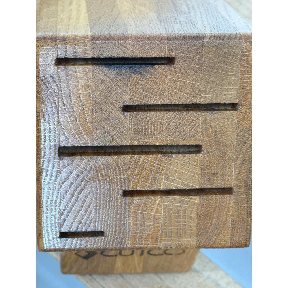 Cutco 5 Slot Wooden Knife Block Oak Wood Kitchen Storage Made in USA Honey